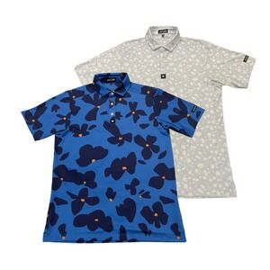 Bad Birdie Golf Polo ( Lot of 2 ) Men's Small Floral Print Stretch Wicking